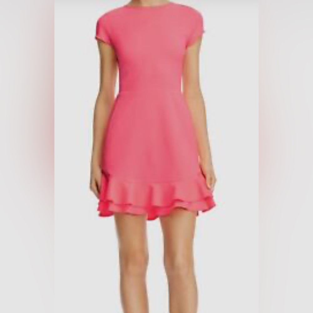 Aqua Strapless Pink Dress with Ruffle Hem
